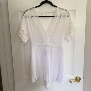 White Crochet Romper